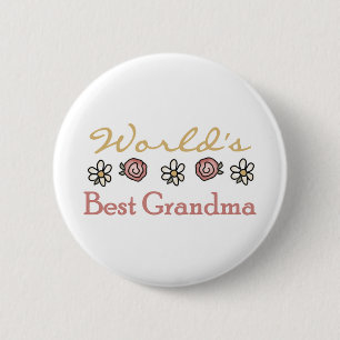 Daisies and Roses World Best Grandma 6 Cm Round Badge