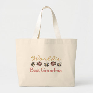 Daisies and Roses World Best Grandma Large Tote Bag