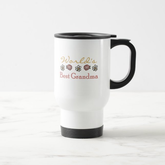 Daisies and Roses World Best Grandma Travel Mug (Right)
