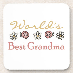 Daisies and Roses World's Best Grandma Gifts Coaster