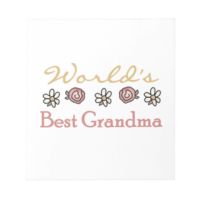 Daisies and Roses World's Best Grandma Gifts Notepad (Front)