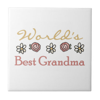 Daisies and Roses World's Best Grandma Gifts Tile
