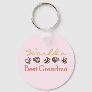 Daisies and Roses World's Best Grandma Key Ring