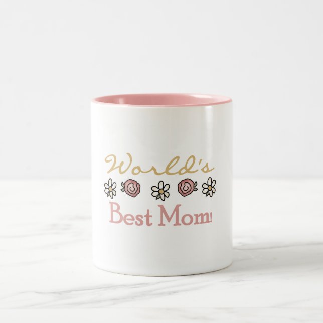 Daisies and Roses World's Best Mum Two-Tone Coffee Mug (Center)
