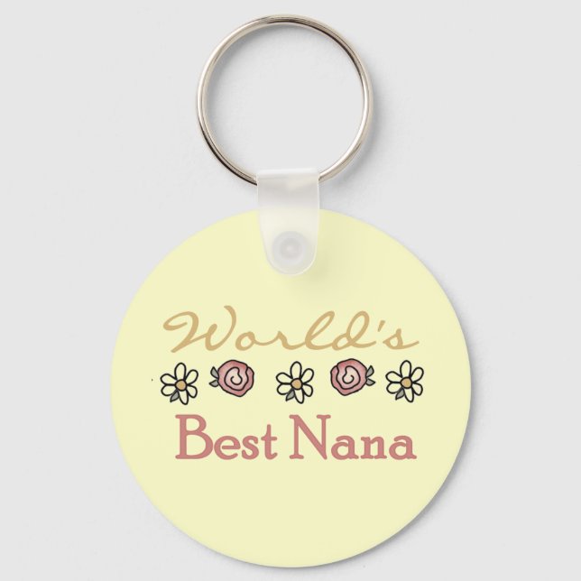 Daisies and Roses Worlds Best Nana Key Ring (Front)