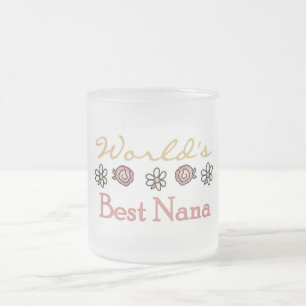 Daisies and Roses World's Best Nana Tshirts Frosted Glass Coffee Mug