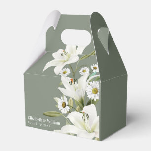 Daisies And White Lilies Green Background Fa Favour Box