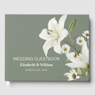 Daisies And White Lilies Guest Book
