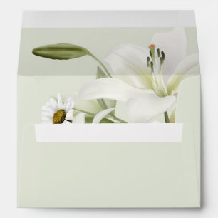 Daisies And White Lilies Light Green Background Envelope
