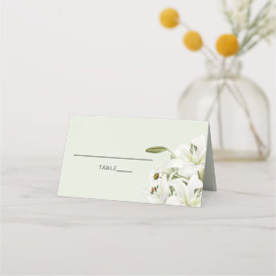 Daisies And White Lilies Light Green Background  P Place Card