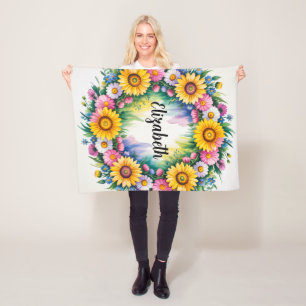 Daisies and Wildflowers Girl Baby Shower Gift Fleece Blanket