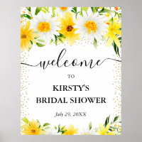Daisies and Yellow Flowers Bridal Shower Welcome
