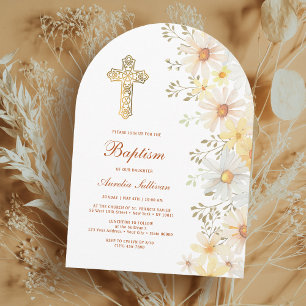 Daisies Arch Baptism Invitation