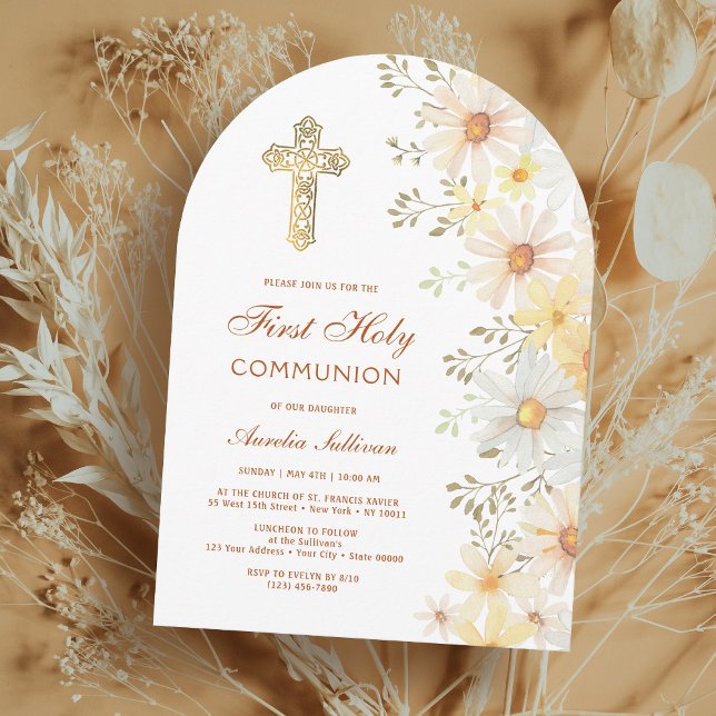 Daisies Arch First Communion Invitation (Creator Uploaded)