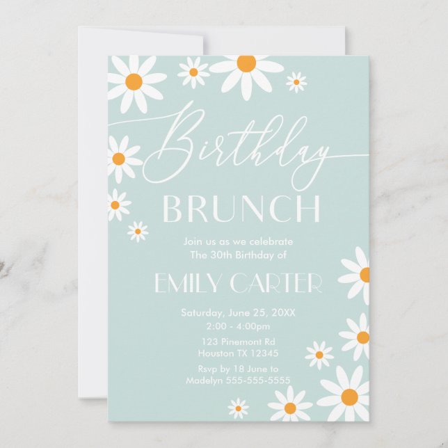 Daisies Birthday Brunch Party Invitation (Front)
