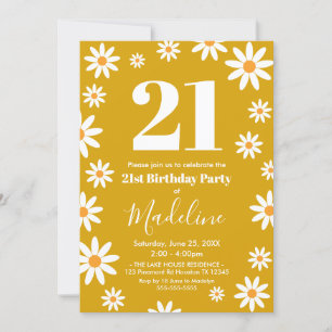 Daisies Birthday Party mustard Invitation