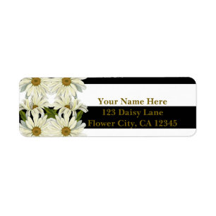 Daisies & Black White Stripes Modern Floral