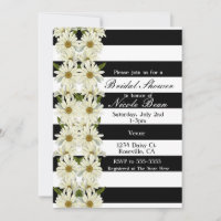 Daisies & Black White Stripes Modern Floral