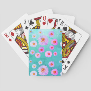 Daisies Blue Playing Cards