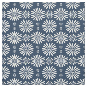 Daisies Blue White Pattern Fabric