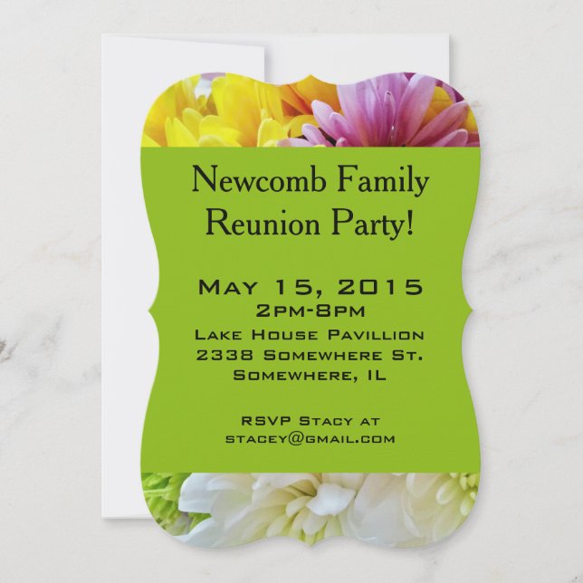 Daisies Bouquet Green-Party Invitation Template (Front)