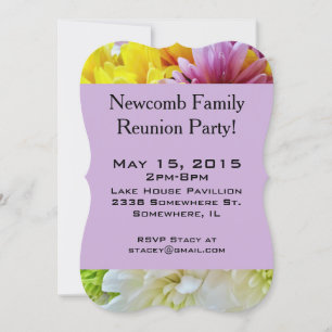 Daisies Bouquet Purple-Party Invitation Template