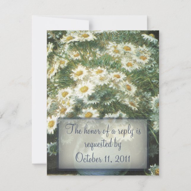 Daisies Bouquet Wedding RSVP Reply Card (Front)