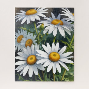 Daisies Bunch of Flowers Elegant Watercolor Jigsaw Puzzle
