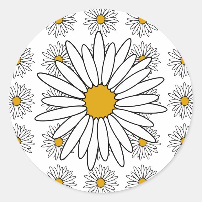 Daisies Classic Round Sticker (Front)