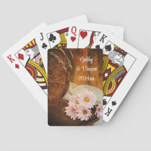 Daisies Cowboy Boots Country Western Wedding Playing Cards