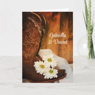 Daisies Cowboy Boots Western Wedding Invitation