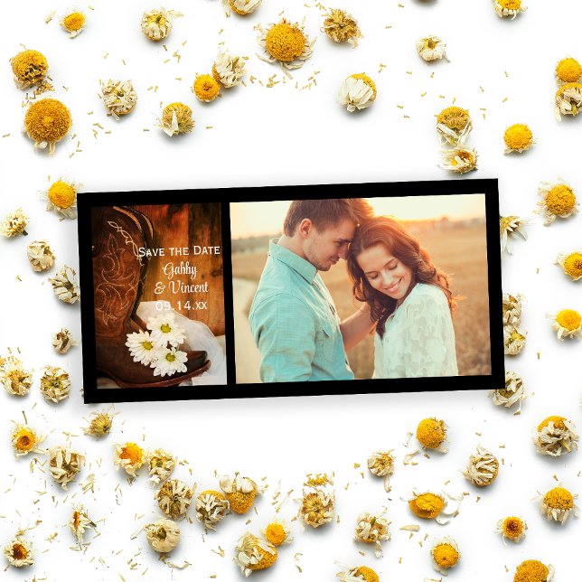 Daisies Cowboy Boots Western Wedding Save the Date (Creator Uploaded)