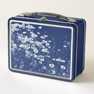 Daisies - Cyanotype Effect Metal Lunch Box
