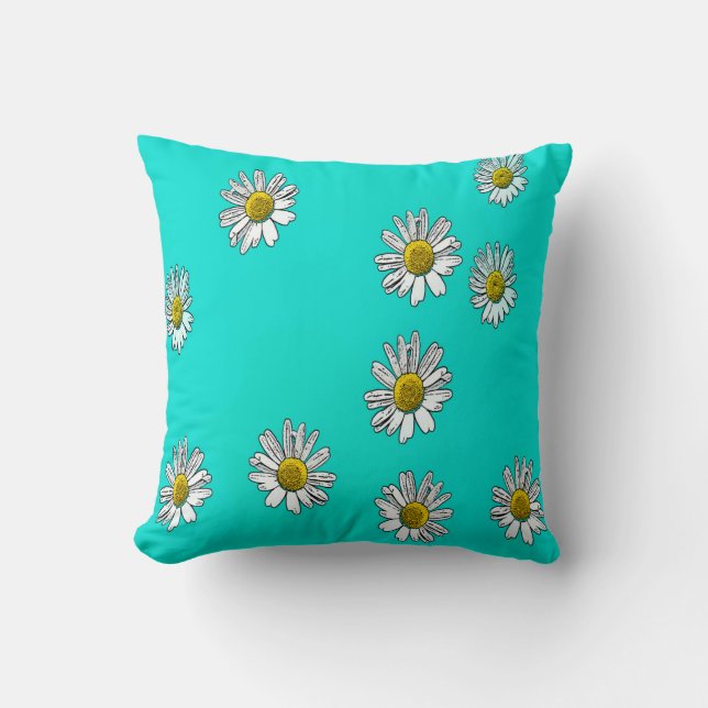 Daisies drawn cushion (Front)