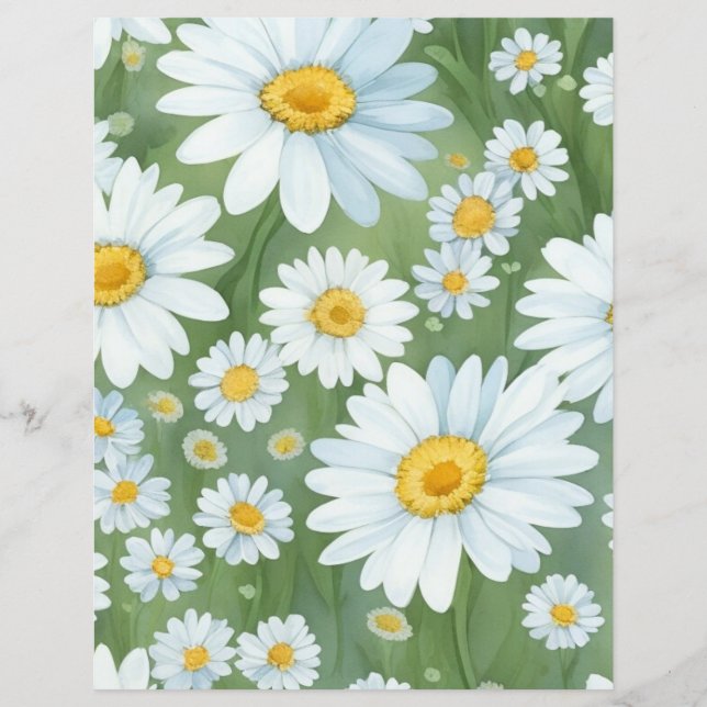 Daisies Floral Scrapbooking Paper (Front)