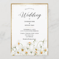 Daisies Floral Watercolor Gold Wedding