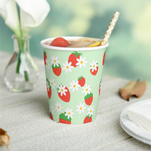 Daisies Flower Floral strawberry Pattern Xmas  Paper Cups