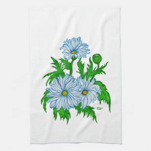 Daisies flowers tea towel
