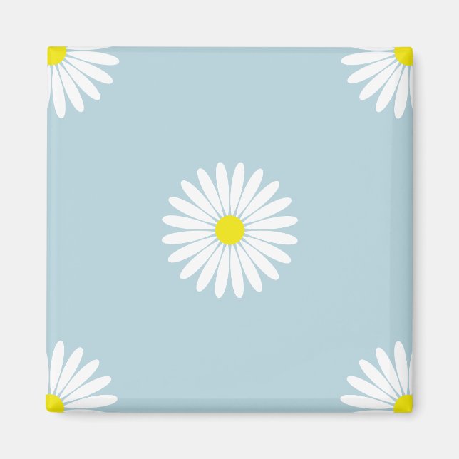 Daisies Illustrative Lg Pattern on Pale Blue Magnet (Front)