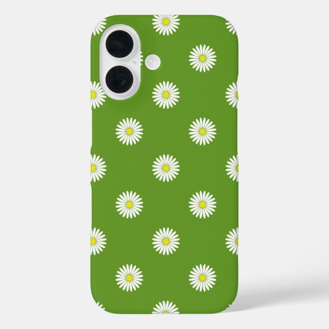 Daisies Illustrative Pattern on Green Case-Mate iPhone Case (Back)