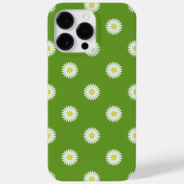 Daisies Illustrative Pattern on Green Case-Mate iPhone Case (Back)