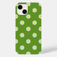 Daisies Illustrative Pattern on Green