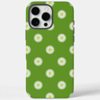 Daisies Illustrative Pattern on Green