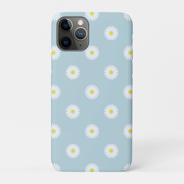Daisies Illustrative Pattern on Pale Blue Case-Mate iPhone Case (Back)