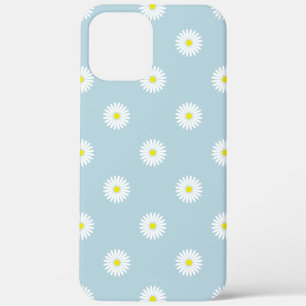 Daisies Illustrative Pattern on Pale Blue iPhone 12 Pro Max Case