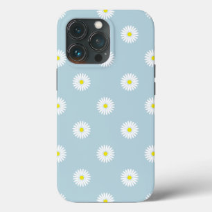 Daisies Illustrative Pattern on Pale Blue iPhone 13 Pro Case