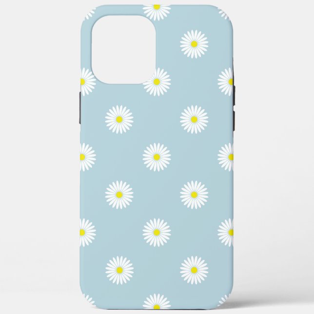 Daisies Illustrative Pattern on Pale Blue Case-Mate iPhone Case (Back)