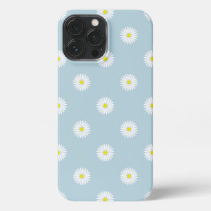 Daisies Illustrative Pattern on Pale Blue iPhone 13 Pro Max Case