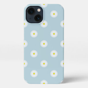 Daisies Illustrative Pattern on Pale Blue iPhone 13 Case