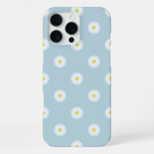 Daisies Illustrative Pattern on Pale Blue iPhone 16 Pro Max Case